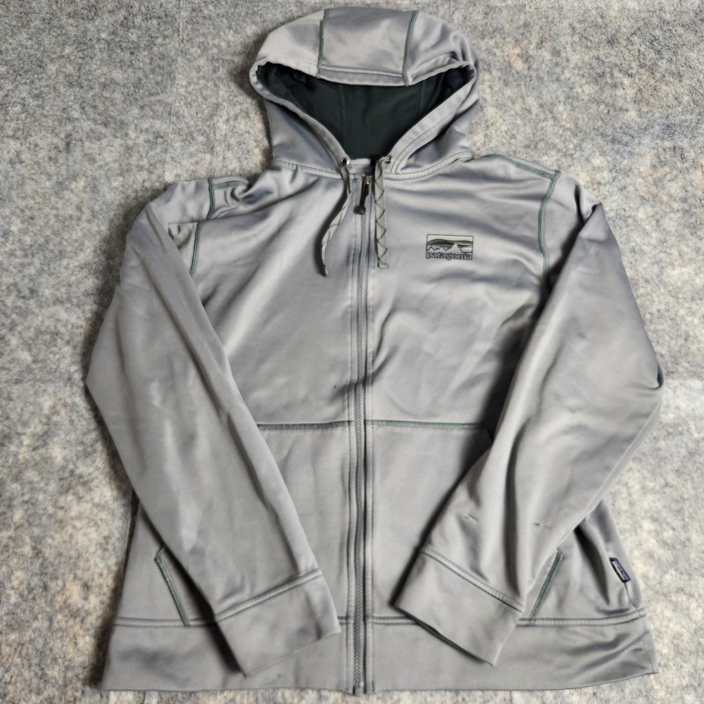 Patagonia Full Zip Jacket Men L Gray Hoodie Long Sleeve Fleece Lined Gorpcore
